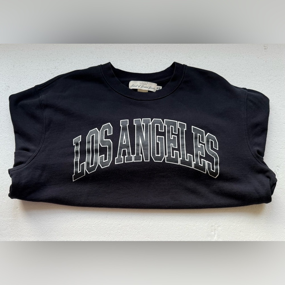 H&M FRENCH TERRY LOS ANGELES LOGO SWEATSHIRT NAVY
